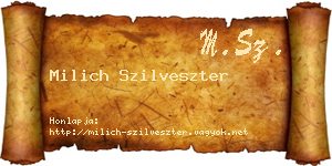 Milich Szilveszter névjegykártya